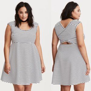 SOLD | Torrid Striped Cross Back Skater Dress